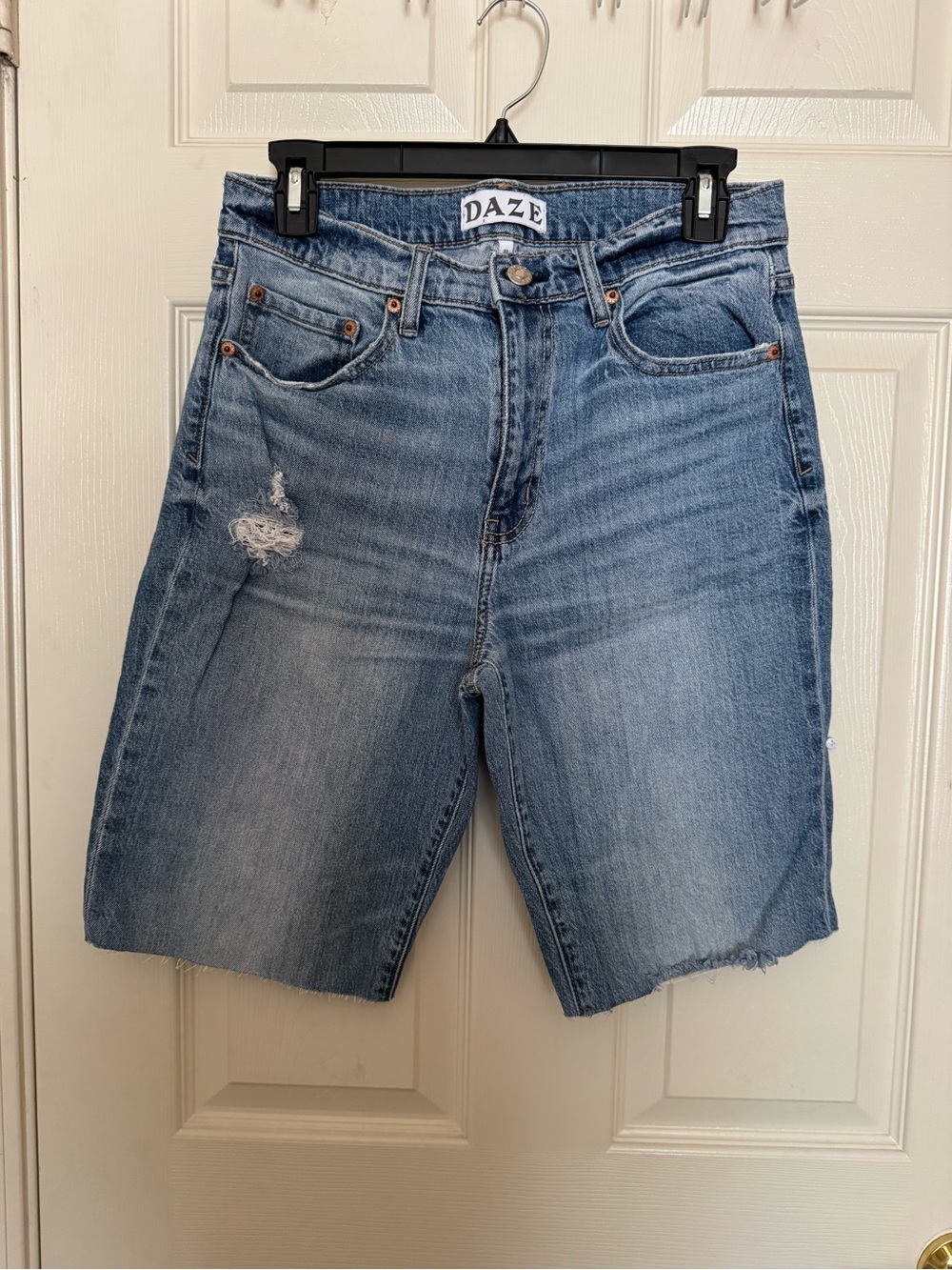 DAZE Women's Light Blue Denim Bermuda Shorts